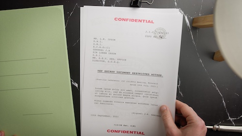 Very confidential documents extracted from a folder.