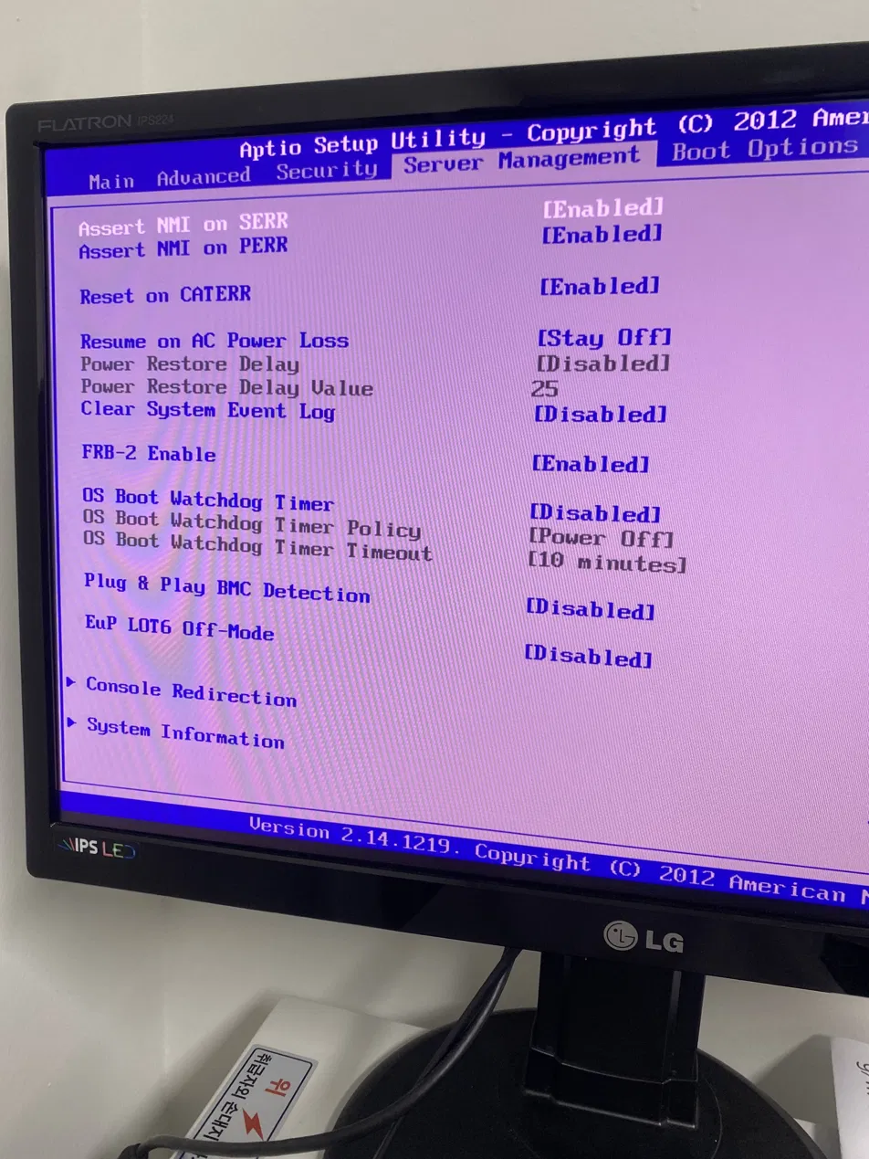 BIOS Server Management 탭